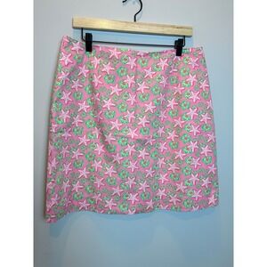 Vineyard Vines 12 Pink Green Starfish Hibiscus Tropical Mini Skirt Summer Cotton